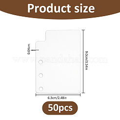 長方形PPプラスチックノートブックインデックス仕切りシート50枚  バインダー用タブ仕切り  透明  90x63x0.4mm&nbsp;AJEW-FH0009-23A