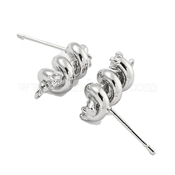 真鍮製マイクロパヴェキュービックジルコニアスタッドピアスパーツ  プラチナ  16x7.2mm  穴：1.2mm&nbsp;LS-KK-U015-01P