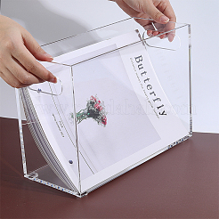 長方形のアクリル収納ボックス  デスクトップレコードCD収納ホルダー  透明  295x125x210mm&nbsp;AJEW-WH0077-129