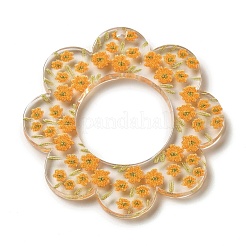アクリルパーツ  花  オレンジ  38x38x2.5mm  穴：17.8mm&nbsp;OACR-O007-04B