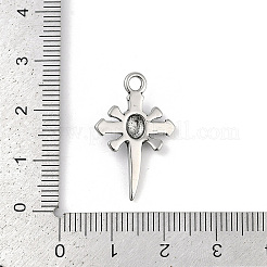 316サージカルステンレスペンダント  スカルクロスチャーム  アンティークシルバー  25x16x4mm  穴：2.3mm&nbsp;STAS-G349-26AS
