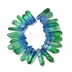 ツートンの天然水晶ビーズ連売り  染め  ファセット弾丸  トップ掘削  24~50x9.5x8mm  穴：1.7mm  約21個/連  7.28''~7.68''（18.5~19.5センチメートル）&nbsp;G-Z131-K01-06