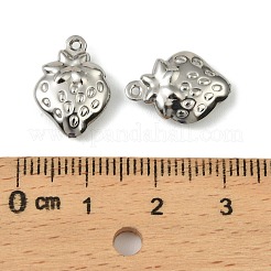 304ステンレススチールペンダント。イチゴチャーム  変色防止  ステンレス鋼色  15.5x11x4mm  穴：1mm&nbsp;STAS-A190-06P