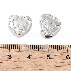 真鍮ビーズ  カドミウムフリー＆ニッケルフリー＆鉛フリー  溝のあるハート  プラチナ  11x13x5.5mm  穴：2.5mm&nbsp;KK-Z059-08P