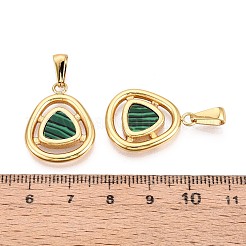 304ステンレススチールとアクリルのペンダント  トライアングルチャーム  ゴールドカラー  濃い緑  23.5x18x3mm  穴：8x3mm&nbsp;STAS-T072-83A-G