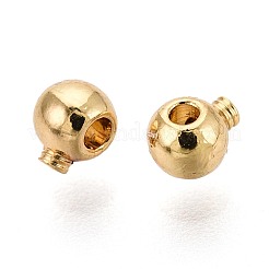 真鍮製つぶし玉カシメ玉  ニッケルフリー  ラウンド  14KGP本金メッキ  3.5x3x2.5mm  穴：0.8mm&nbsp;KK-WH0065-24G