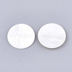 淡水シェルカボション  無色透明エポキシ樹脂  フラットラウンド  乳白色  20x3mm&nbsp;SHEL-T012-14B