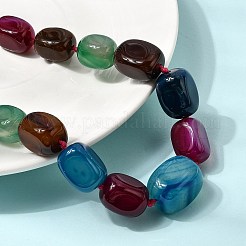 染色された天然瑪瑙の直方体グラデーションビーズネックレス（合金留め具付き）  プラチナ  カラフル  20.08インチ（51cm）&nbsp;NJEW-C113-01E