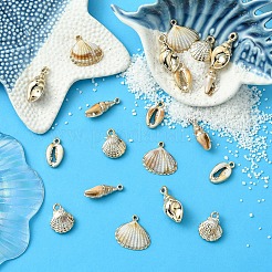 20個5スタイルのアクリル模造シェルペンダント  シェル形状  砂茶色  23~30x9.5~27x5~13mm  穴：1.6~2.5mm  4個/スタイル&nbsp;OACR-YW0002-03