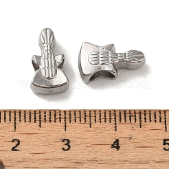 変色しない304ステンレススチールヨーロピアンビーズ  大穴ビーズ  ギター  ステンレス鋼色  14x8x5.5mm  穴：4.5x4mm&nbsp;STAS-K285-18P
