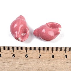 手作りの陶器ビーズ  巻き貝の形  ファンシーアンティーク施釉磁器  ライトコーラル  22x14.5x12.5mm  穴：2mm&nbsp;LS-PORC-R003-03B
