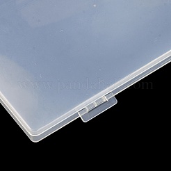 （不良品処分セール：黄ばみ）透明プラスチックビーズ容器  ヒンジ付き蓋付き  ビーズなど  長方形  透明  19x10.9x1.63cm&nbsp;CON-XCP0002-72