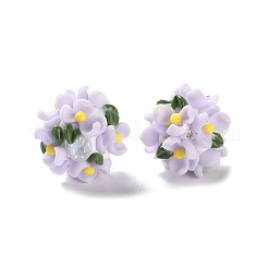 光るポリマー粘土のラインストーンの花のボールビーズ  アクリルの花と  ビーズペンやジュエリーキーホルダー作りに  ラベンダー  20~23mm  穴：2~3mm&nbsp;CLAY-U002-01D