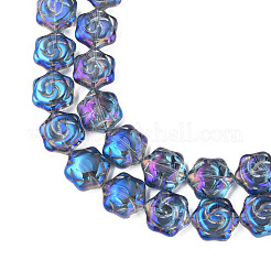 電気メッキガラスビーズセット  ABカラー  花  コーンフラワーブルー  16x14.5x7.5mm  穴：1mm  約40個/連  24.80インチ（63cm）&nbsp;EGLA-N008-018-A02