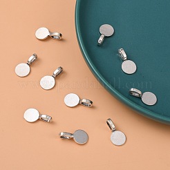 フラットパッドのペンダントベイルにチベットスタイル合金のり  フラットラウンド  カドミウムフリー＆ニッケルフリー＆鉛フリー  アンティークシルバー  18x10x5.5mm  穴：6x3.5mm&nbsp;X-TIBEP-1124-AS-FF