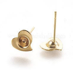304ステンレススチール製イヤリング部品  ハート  ゴールドカラー  13mm  トレイ：3mm  ピン：0.7mm&nbsp;X-STAS-G187-06G