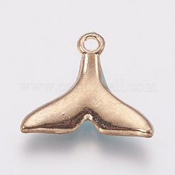 亜鉛合金エナメルペンダント  クジラの尾の形状  ゴールドカラー  空色  15x18x3mm  穴：1.5mm&nbsp;PALLOY-I124-06G-A