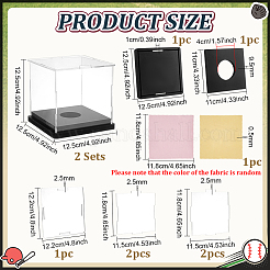 黒いベース付きの透明なアクリル製スポーツボール展示ケース  正方形  透明  12.5x12.5x12.5cm&nbsp;ODIS-WH0030-300