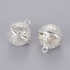合金のチベット風チャーム  中空  釣鐘状  銀色のメッキ  19.5x17.5mm  穴：2.5mm&nbsp;TIBEP-L005-01S