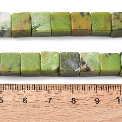 天然石蛇紋岩ビーズ連売り  キューブ  8~8.5x8~8.5x8~8.5mm  穴：1.2mm  約46個/連  15.35''（39センチメートル）&nbsp;G-B155-C01-8x8mm