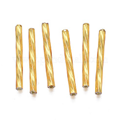 不透明ガラスのツイストラッパビーズ  丸い穴  黄金メッキ  25~26x2.5mm  穴：1mm  約1500個/袋&nbsp;SEED-T005-15-B03