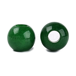 染め天然マレーシアジェイドのビーズ  滑らかなロンデル  大穴ビーズ  グリーン  20~20.5x17~18mm  穴：7.5~8.5mm&nbsp;G-Q608-05K