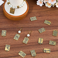 チベット風亜鉛合金ペンダント2セット  タロットの四角形  アンティーク黄金  23x14.5x1.5mm  穴：1.5mm  20個/セット&nbsp;FIND-SC0016-92AG