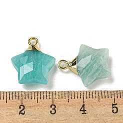 天然石アマゾナイトペンダント  ラックメッキ真鍮のパーツ  スター  18x15x6mm  穴：2mm&nbsp;G-P540-01G-03