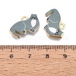 プリント合金ペンダント  ラックめっき  猫の形のチャーム  カドミウムフリー＆ニッケルフリー＆鉛フリー  ゴールドカラー  士官候補生ブルー  12x18~19x3.5mm  穴：1.8mm&nbsp;PALLOY-SZC0008-02B