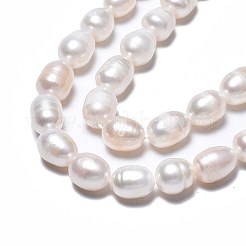 天然養殖淡水パールビーズ連売り  ライス  貝殻色  8.5~13x7~8mm  穴：0.8mm  約16~19個/連  7.05インチ〜7.40インチ（17.9cm〜18.8cm）&nbsp;X-PEAR-N012-07B
