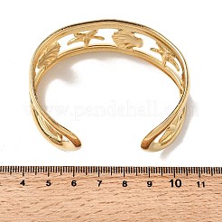 女性用304ステンレススチールカフバングル  ヒトデと貝殻の形  ゴールドカラー  1-1/8インチ（2.7cm）  内径：2-1/4インチ（5.8cm）&nbsp;BJEW-D384-03G
