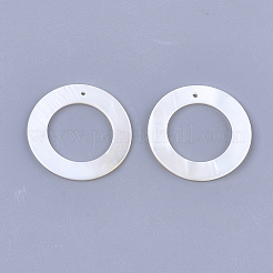 淡水シェルペンダント  リング  貝殻色  30x1~2mm  穴：1mm&nbsp;SHEL-S276-04