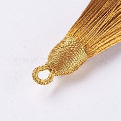 ポリエステルタッセルビッグサイズペンダントトップパーツ  ゴールデンロッド  85~90x9~10mm  穴：3mm&nbsp;FIND-I007-A15