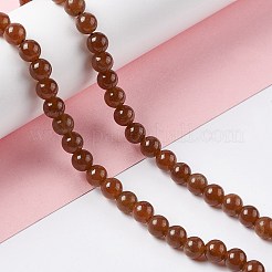 天然石ホワイトジェイドビーズ連売り  染め  ラウンド  サドルブラウン  6.5mm  穴：1mm  約62個/連  15.16''（38.5センチメートル）&nbsp;G-I334-05A