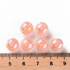 透明なアクリルビーズ  二層ビーズ  ABカラー  ラウンド  鮭色  9.5x9mm  穴：2mm&nbsp;X-TACR-S152-15B-SS2109
