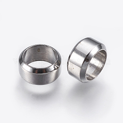 変色しにくい304ステンレススチールビーズ  大穴ビーズ  コラム  ステンレス鋼色  11x6mm  穴：8.5mm&nbsp;STAS-E428-06P