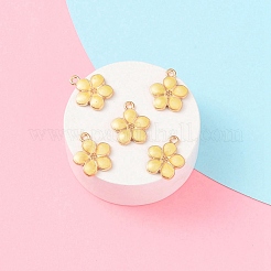 合金ペンダント  エナメル  花のチャーム  ゴールドカラー  レモンシフォン  17x14.5x2mm  穴：1.7mm&nbsp;ENAM-YW0002-60