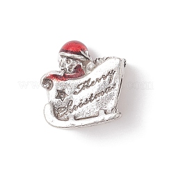 クリスマステーマ合金エナメルヨーロッパビーズ  大穴ビーズ  アンティークシルバー  そり  12.5x12x9mm  穴：4.5mm&nbsp;MPDL-Q213-13AS