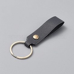 鉄とPUレザーのキーホルダー  長方形  グレー  9.5cm&nbsp;KEYC-WH20005-01E