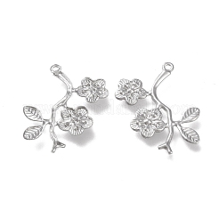 変色しない304ステンレススチールペンダント  レーザー切断  梅の花の枝  ステンレス鋼色  29x23x2mm  穴：1.5mm&nbsp;STAS-K194-22P