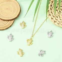 キュービックジルコニアペンダント付き真鍮6色2個  サボテン  ミックスカラー  19.5x16x4mm  穴：1.4mm  3個/カラー&nbsp;KK-CJ0003-52