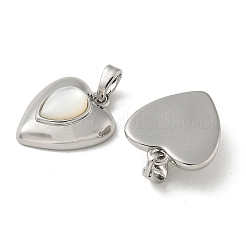 真鍮パヴェホワイトシェルペンダント  ハートチャーム  プラチナ  17.5x15x6mm  穴：4x2mm&nbsp;KK-R210-08P
