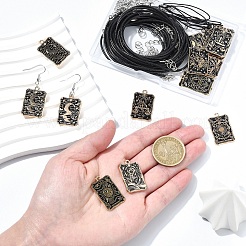 タロット合金エナメルペンダントイヤリング/ネックレス作成キット付き DIY 長方形  ブラック  70x0.8mm&nbsp;DIY-YW0011-76