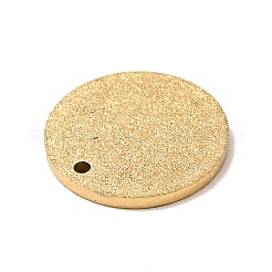 イオンプレーティング（IP）304ステンレスペンダント  テクスチャ  フラットラウンド  ゴールドカラー  12x1mm  穴：1mm&nbsp;STAS-J040-12B-G