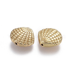 合金ビーズ  鉛フリー＆ニッケルフリー＆カドミウムフリー  ホタテ貝殻  14KGP本金メッキ  12x13.5x4mm  穴：1mm&nbsp;TIBEB-A004-007G-NR
