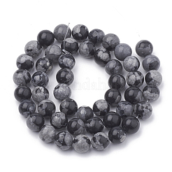 合成スノーフレーク黒曜石ビーズ連売り  ラウンド  8mm  穴：1mm  約48個/連  15.5インチ&nbsp;G-R342-8mm-21
