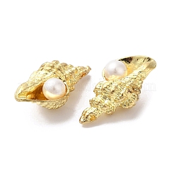 合金ペンダント  ライトゴールド  ABSの模造パールと  巻き貝  ライトゴールド  21.5x11x8mm  穴：1mm&nbsp;PALLOY-D016-08LG