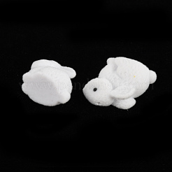フロッキーのプラスチックビーズ  片穴ビーズ  兎  ホワイト  17.5x21x12mm  穴：1mm&nbsp;X-KY-Q056-022E