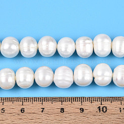 天然養殖淡水パールビーズ連売り  ポテト  乳白色  9~10.5x10~12.5mm  穴：0.7mm  約41~42個/連  15.35インチ（39cm）&nbsp;PEAR-N013-10D-01