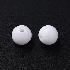 不透明なアクリルビーズ  ラウンド  ホワイト  12x11mm  穴：1.8mm&nbsp;X-MACR-S370-C12mm-01